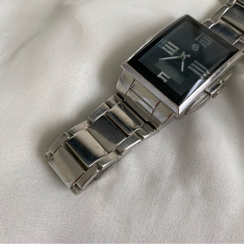 VTG Chunky Silver Rectangular Stainless Steel Wat… - image 3